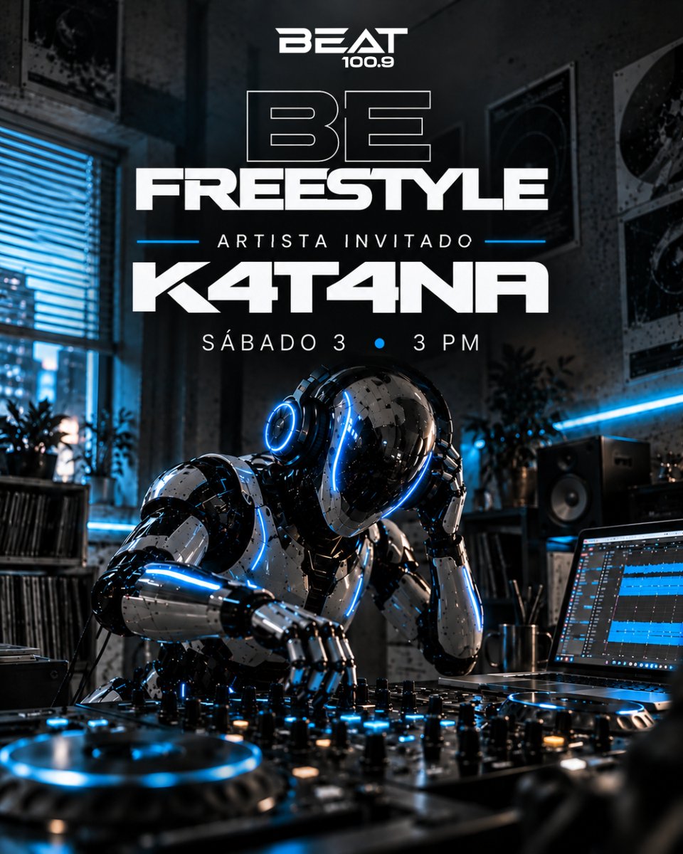 BEATOFICIAL's tweet photo. Este sábado, K4T4NA toma la frecuencia. 🎧⚡
Artista invitad@ en BE FREESTYLE 🔊🔥
📅 Sábado 3 de octubre
⏰ 3 PM
Escúchalo en Beat 100.9 📡 y https://t.co/UHILLD2lE0 💻
#BEFREESTYLE #Beat1009 https://t.co/659mVI4ska