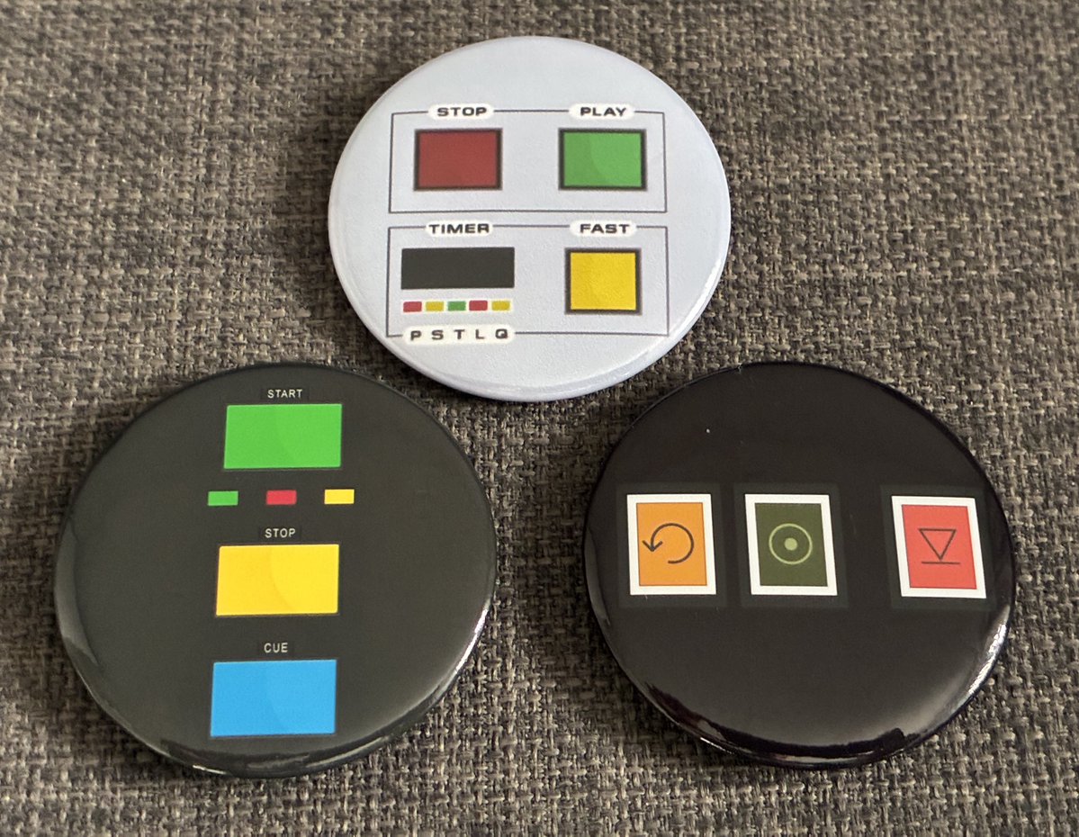 RadioMerch's tweet photo. 🎉GIVEAWAY TIME!🎉

This time we have three badges of our own design to give away!

Each celebrates some of the most iconic radio studio buttons - from the Sonifex and ITC cart machines and the EMT turntable!

To enter, just Like and Repost before the end of Saturday. (1/2) https://t.co/wl1Tnuu8UU