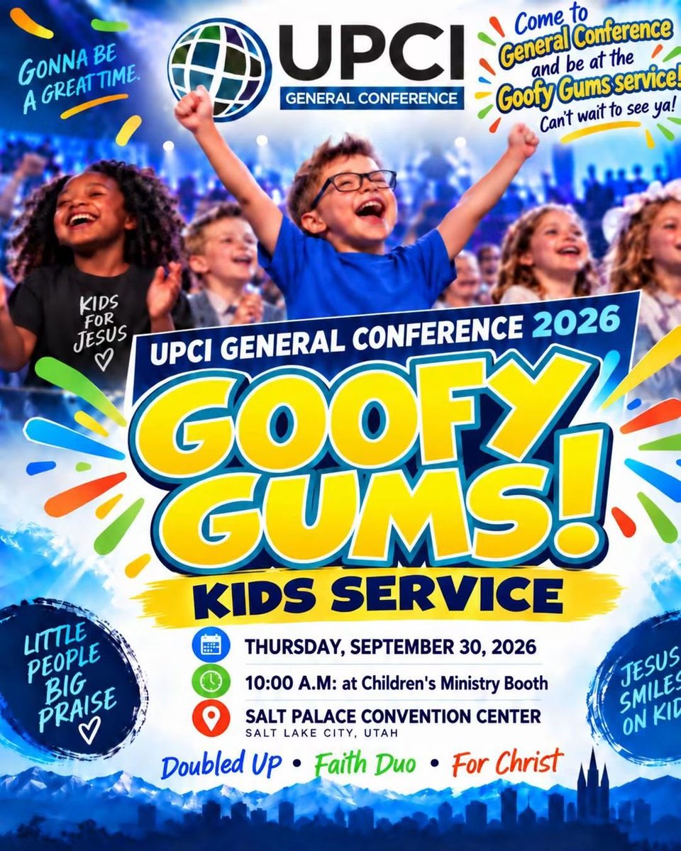 danielgums's tweet photo. R E M I N D E R ! 🏹
TOMORROW is the DAY! 10AM @ Childrens Ministries Booth! 🎯
We dedicate the Service to our dear friend, Sir Kings Clown, Lloyd Squires! Celebrating his Hall of Success honor! 🎯
SEE YOU THERE!
Bring the whole Family! BAAM!
#GoofyGums 💥
#UPCI #UPCIGC #UPCIGC26 #UPCIGC2026