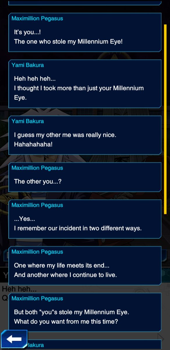 divinepierce's tweet photo. thinking about these two event convos in particular, just openly chatting about Pegasus' death, and about Marik's Dinks Induced Brain Scrambling https://t.co/y995iywpbb