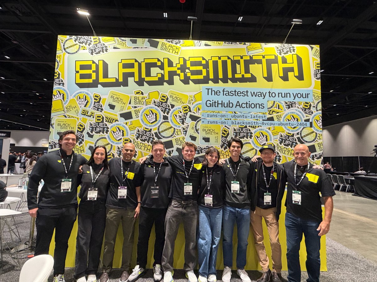 useblacksmith's tweet photo. Two days at @WeAreDevs talking about what happens when agents write more code than ever and CI becomes the bottleneck.

Our CEO @adijayaprakash covered the shift, Piotr Bejda the infrastructure behind it, and Abbe Piels showed engineers how to move CI to Blacksmith with one line of YAML.

More highlights soon.