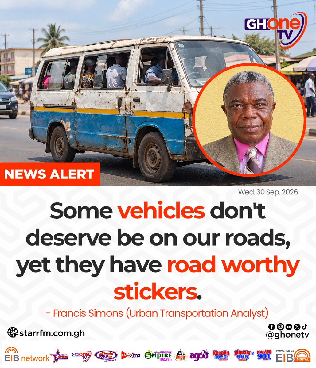 ghonetv's tweet photo. Some vehicles don't deserve be on our roads, yet they have road worthy stickers... - Francis Simons (Urban Transportation Analyst)

#EIBNetwork #GHOneTV
#GHOneNews #NewsAlert https://t.co/EMRPaYOm2L