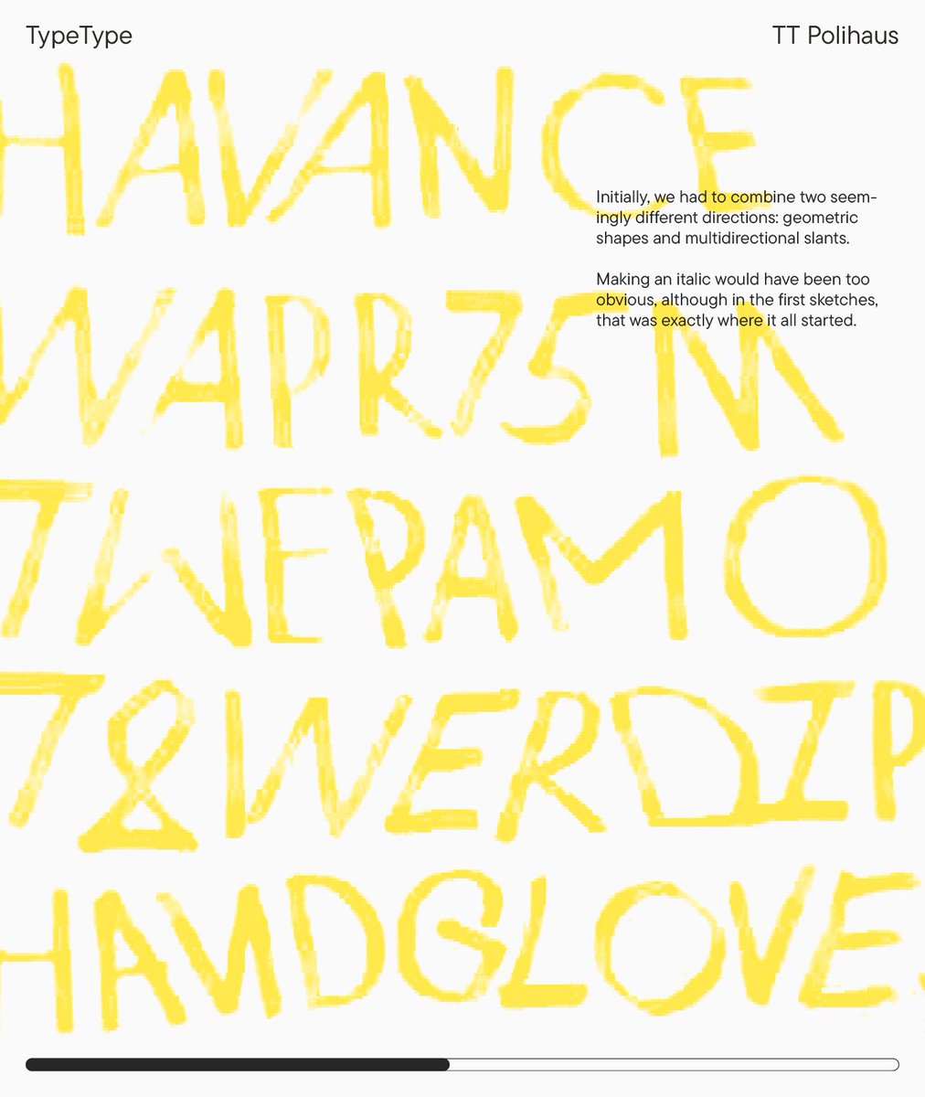 _TYPETYPE_'s tweet photo. Today we’re talking about the development of a new font that truly knows how to be different 🙃
At first glance, TT Polihaus is an ordinary sans serif—calm and legible. But the moment you move the slider, it starts to go crazy! https://t.co/FdcgCGwxN3
