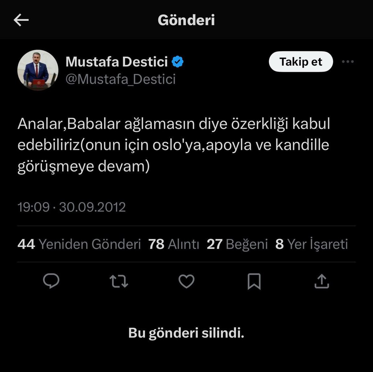 DailyTurkst's tweet photo. Neden sildin? @Mustafa_Destici https://t.co/lBUMtiQ8f8