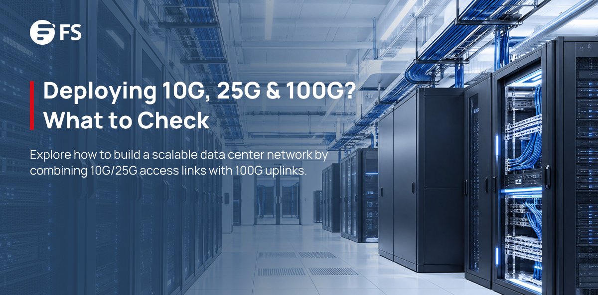 FScom_inc's tweet photo. Deploying 10G, 25G, and #100G in the same data center network? Learn what to check beyond nominal port speed—including optics, fiber, and breakout compatibility, FEC, interface configuration, and link validation. Read the guide: https://t.co/iGSHSl6L4t
#DataCenter https://t.co/XAH5aBPKxq