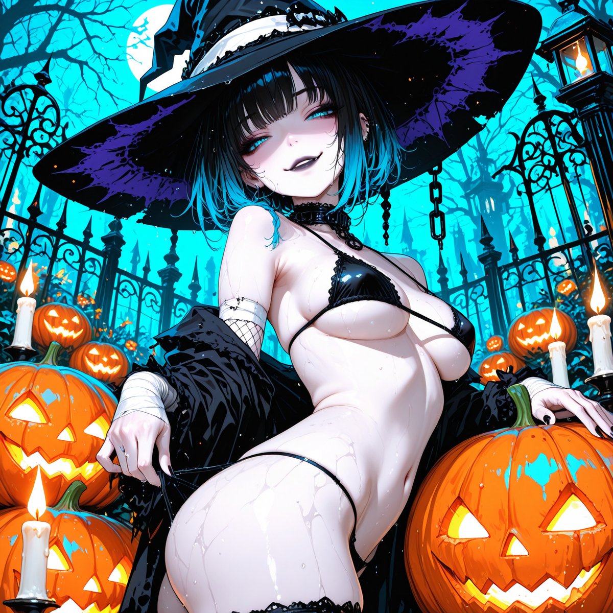 IrithiumStudios's tweet photo. It's spooky season... and she doesn't need a love potion to get your attention. 🎃😉 Four scenes from Halloween Witch. Which one has you spellbound? #WitchArt #HalloweenArt https://t.co/86ZIapmbXg