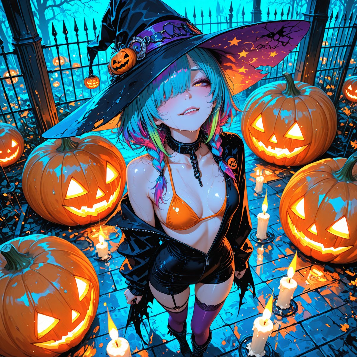 IrithiumStudios's tweet photo. It's spooky season... and she doesn't need a love potion to get your attention. 🎃😉 Four scenes from Halloween Witch. Which one has you spellbound? #WitchArt #HalloweenArt https://t.co/86ZIapmbXg