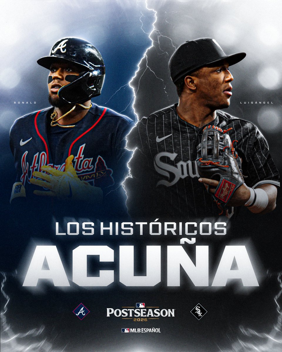mlbespanol's tweet photo. En el inicio de la postemporada 2026, los Acuña se convirtieron en la primera pareja de hermanos nacida en Venezuela que participa en una misma postemporada de MLB.

(Vía: Elías Sports Bureau) https://t.co/eG981TS8rg