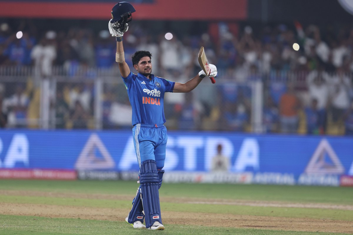 BCCI's tweet photo. 📸 𝘿𝙤𝙪𝙗𝙡𝙚 𝘾𝙚𝙣𝙩𝙪𝙧𝙞𝙤𝙣 𝙎𝙝𝙪𝙗𝙢𝙖𝙣 𝙂𝙞𝙡𝙡

Frames that will occupy a special place in our memory 🤩

Updates ▶️ https://t.co/6XCYRtZLAi

#TeamIndia | #INDvWI | @mflone_ | @ShubmanGill https://t.co/9W1DzMamkH