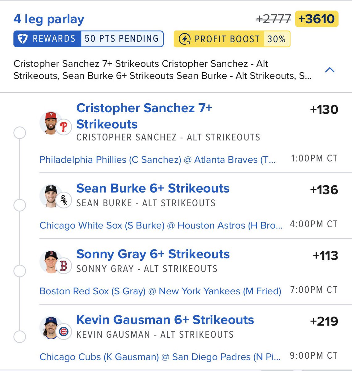 AlphaWagerz's tweet photo. And now… we wait 😈 my top 4 plays for today 
TAIL, FADE, OR MIX AND MATCH

#MLB #HomeRun #FollowTheAlpha🐺 #Gambling𝕏 #Parlay #HomeRunProps #Lotto #Dingers #MLBHomeruns #BettingPicks #Playoffs #WildCard #Wednesday #Chicago https://t.co/BGLOekU7Lo