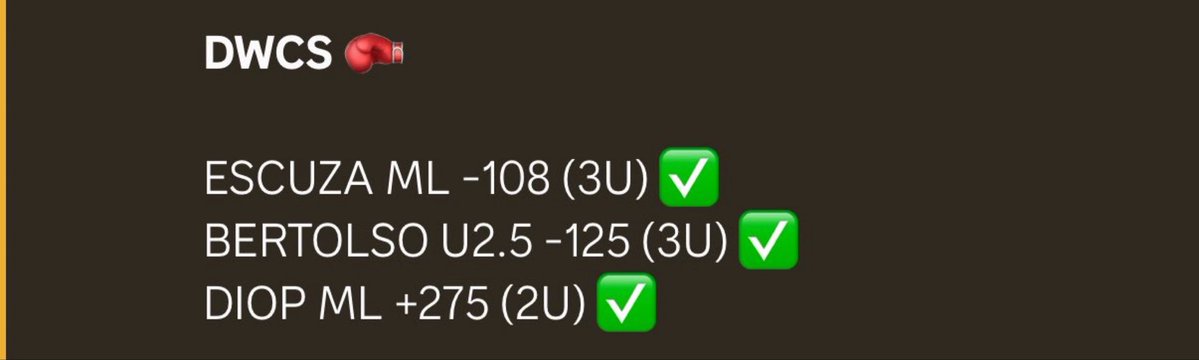 GreenGobss's tweet photo. DWCS SWEEP 🧹

+$10,000 SECURED 🔥

DIOP +275 ✅

GET IN THE VIP ASAP 

https://t.co/m11KQpGOCV

#Fanduel #Gambling𝕏 #Winning #wnba #sports https://t.co/xqW1wTpEru