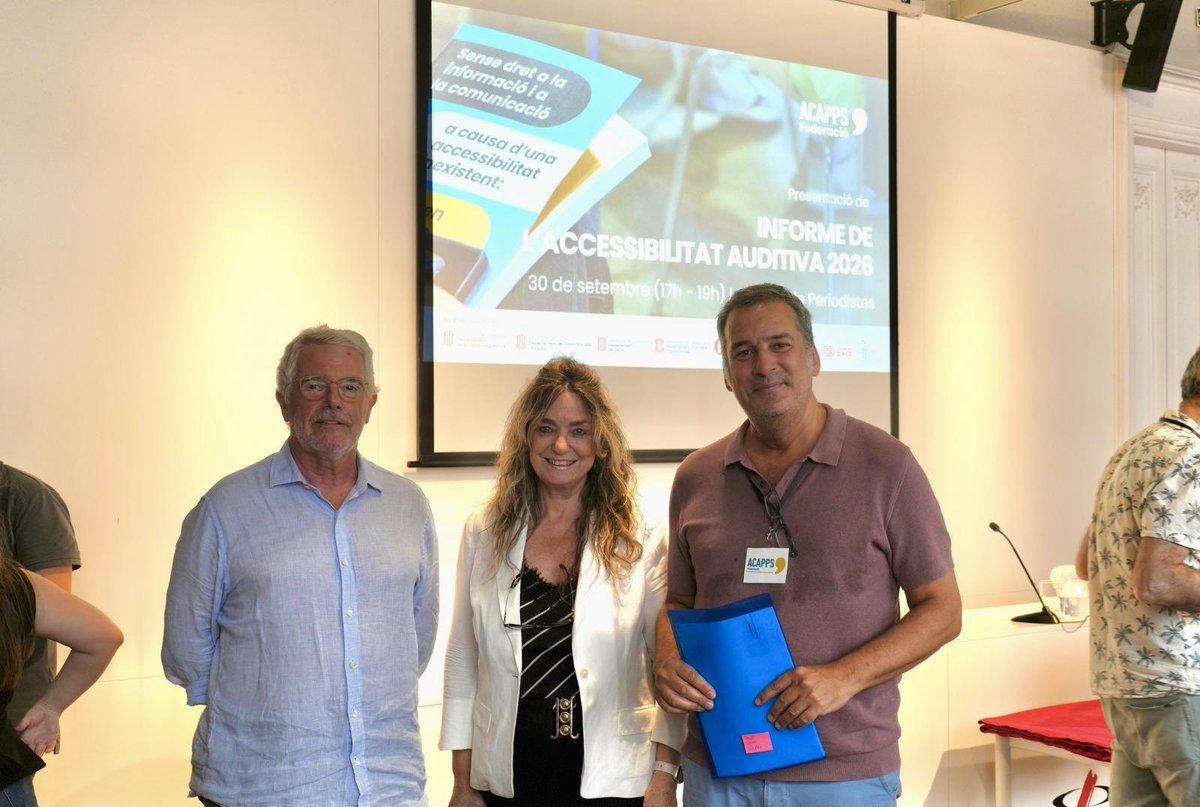 conselladvocat's tweet photo. 🔵 Avui hem participat a la presentació de l’Informe d’Accessibilitat Auditiva 2026, que recull l’experiència del servei de la @federacioacapps 

🗣️ En representació de l’Advocacia Catalana hi ha assistit la degana @AdvocaciaICASF @EstherICASF 

👏🏻 Felicitats per la vostra tasca! https://t.co/V6Q2SX8AP4