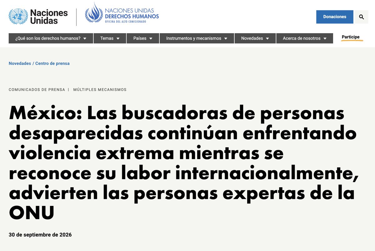 azucenau's tweet photo. 🔴La ONU pide a México proteger a las mujeres buscadoras ante los niveles “alarmantes” de violencia que enfrentan y que, en los casos más graves, han terminado en asesinatos o desapariciones.

Expertos de Naciones Unidas recordaron casos recientes en Sinaloa y advirtieron que las agresiones ocurren en un contexto de “impunidad casi total”.

El organismo enfatiza un punto: buscar a las personas desaparecidas e investigar los casos es responsabilidad del Estado y no puede recaer sobre las familias.

La ONU también llamó a México a reconocer públicamente la labor de las buscadoras.

🔗https://t.co/SYJR2P8JCW
