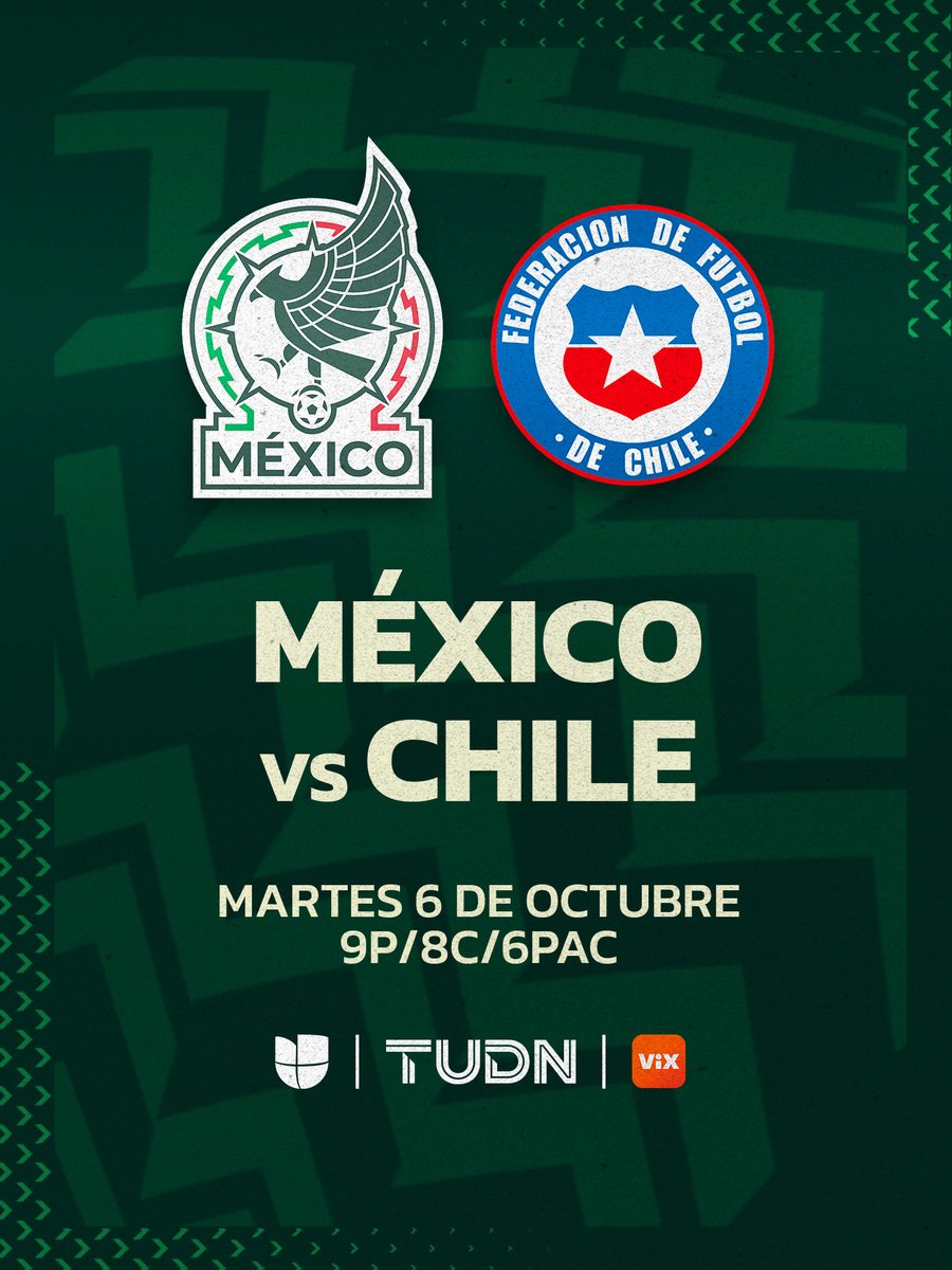 TUDNUSA's tweet photo. México va por un nuevo reto en #LaEraDeRafa ⚽🇲🇽

ESTE MARTES, Chile buscará volver a ganar ante una Selección Mexicana que quiere cerrar con fuerza este primer pasaje 🥵🔥

Nueva ilusión en la casa de nuestra Selección: @Univision, TUDN y @VIX 🇺🇸📲 https://t.co/nRppWE5gUh https://t.co/XwowfFgg2H