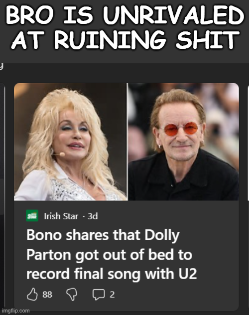 AlBlockYu1's tweet photo. #u2 #DollyParton #Shitpost https://t.co/1EonHQvPRV