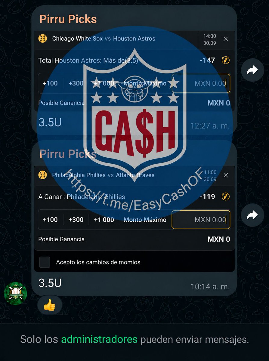 AdrianoPicks_MX's tweet photo. 🚨 PICKS DE PIRRU PICKS 🚨

⚾ Astros +3.5 carreras al -147
⚾ Phillies ML al -119
Vamos con 3.5U en cada jugada 🔥

Más apuestas GRATIS de #PirruPicks 👇
https://t.co/TJscdKTHoL https://t.co/k0rszqRDqe
