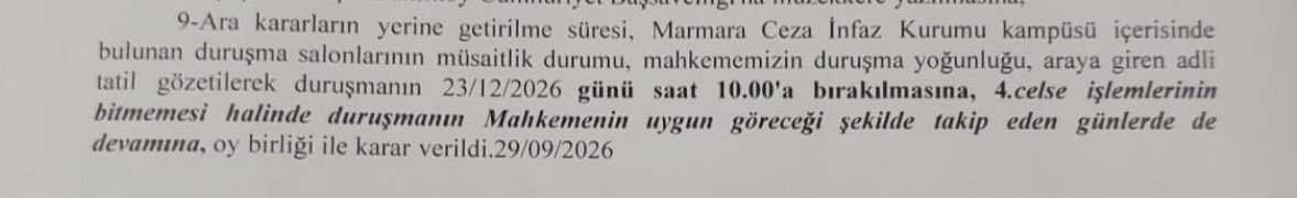 ismailari_'s tweet photo. “Siyasal casusluk” davasının duruşması dün görüldü. Mahkeme tahliye kararı vermeden “araya giren adli tatil gözetilerek ifadeleriyle” davayı 23 Aralık 2026 tarihine erteledi.

Peki hangi adli tatil? https://t.co/gD9jXNhHep