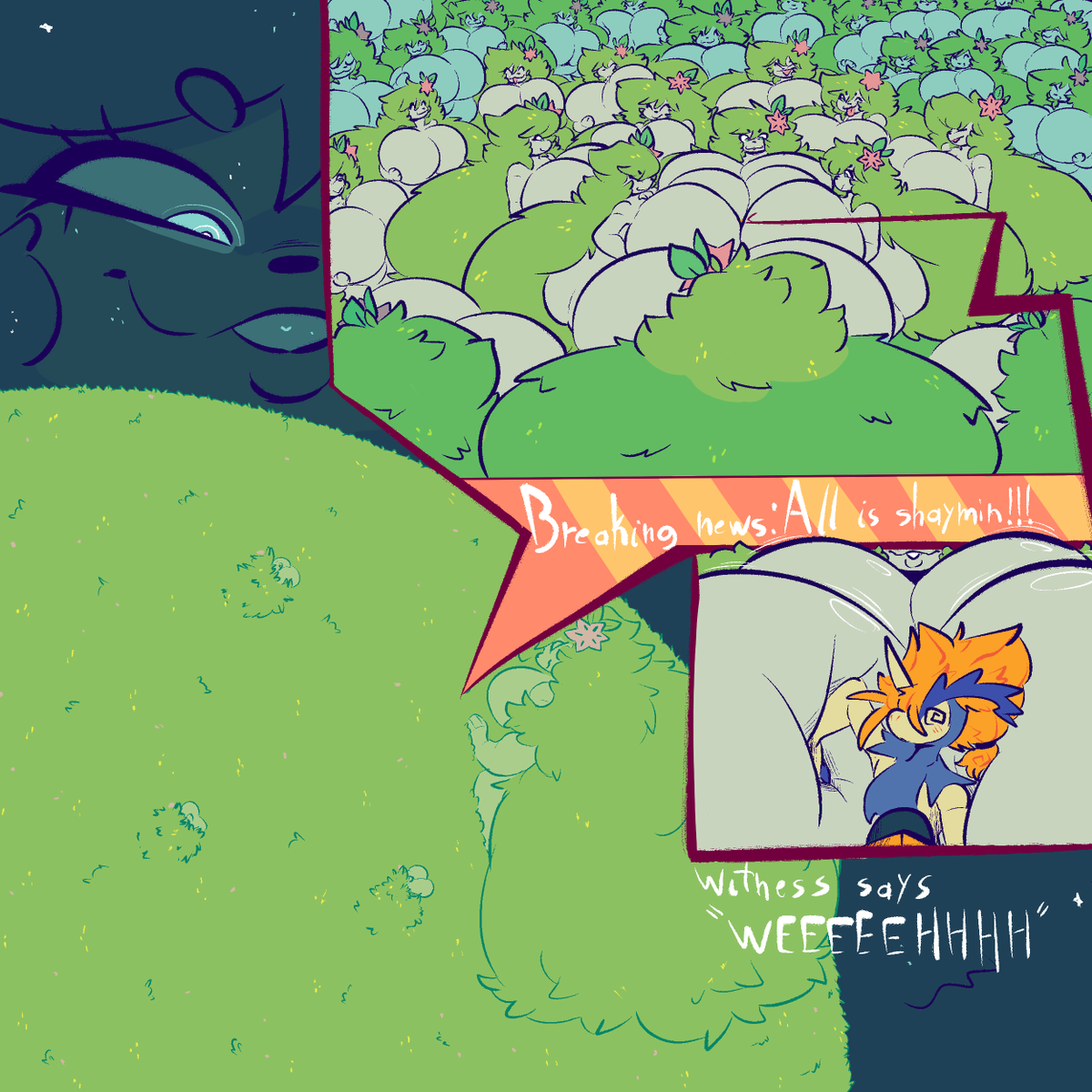 GrilledP0rk's tweet photo. Another commission, this time ALL IS SHAYMINS for
@/solfyrestories.bsky.social
#hyper https://t.co/FVzV3zcweF