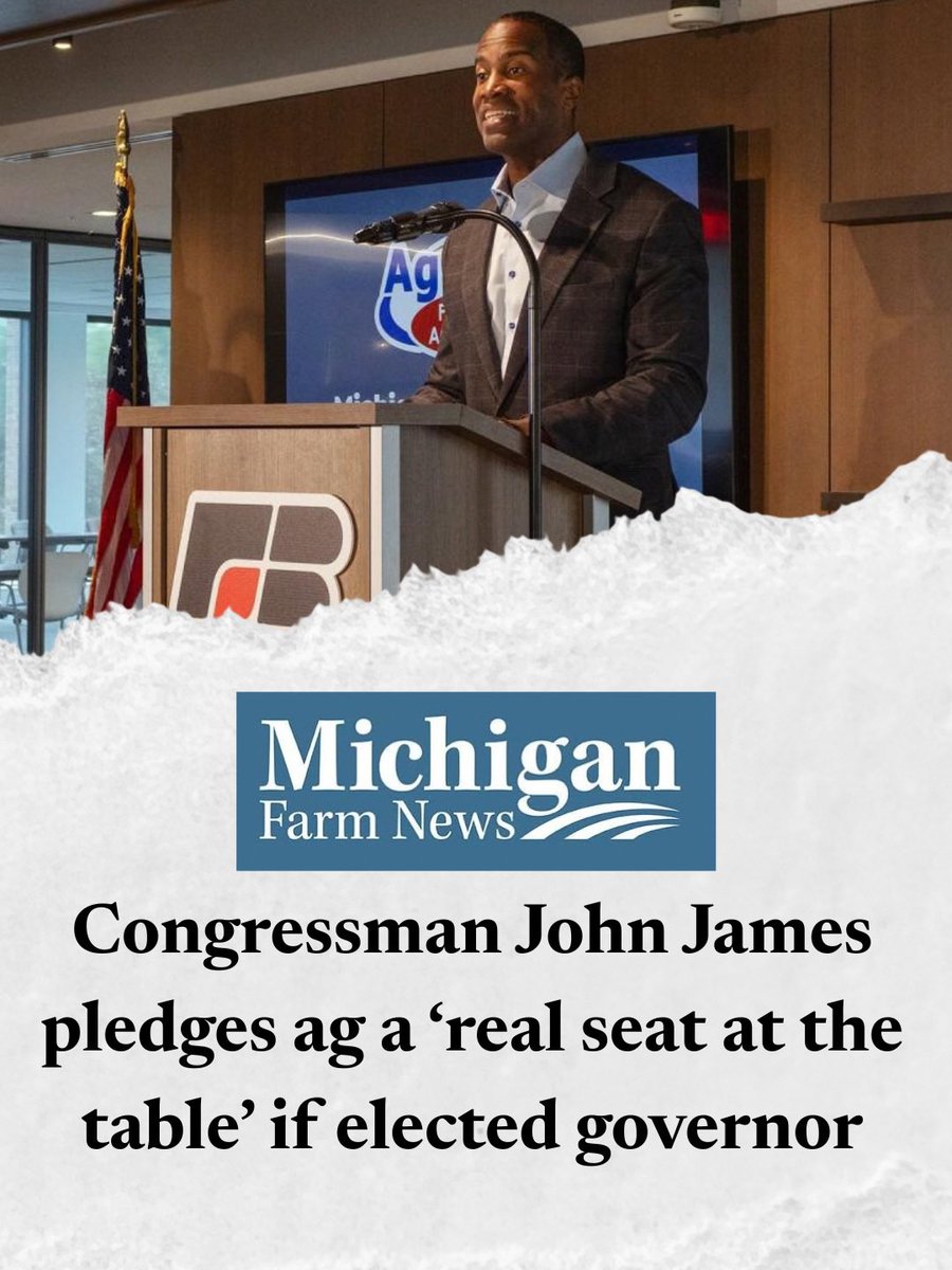 JohnJamesMI's tweet photo. Michigan farmers feed our families, power our economy, and protect our way of life. As Governor, I’ll give agriculture a REAL seat at the table, defend local control, protect productive farmland, and treat our farmers like allies, not adversaries.

Michigan farmers deserve a partner in Lansing, and that’s exactly what they’ll have. 🇺🇸🚜 

https://t.co/kK439yt8Oq