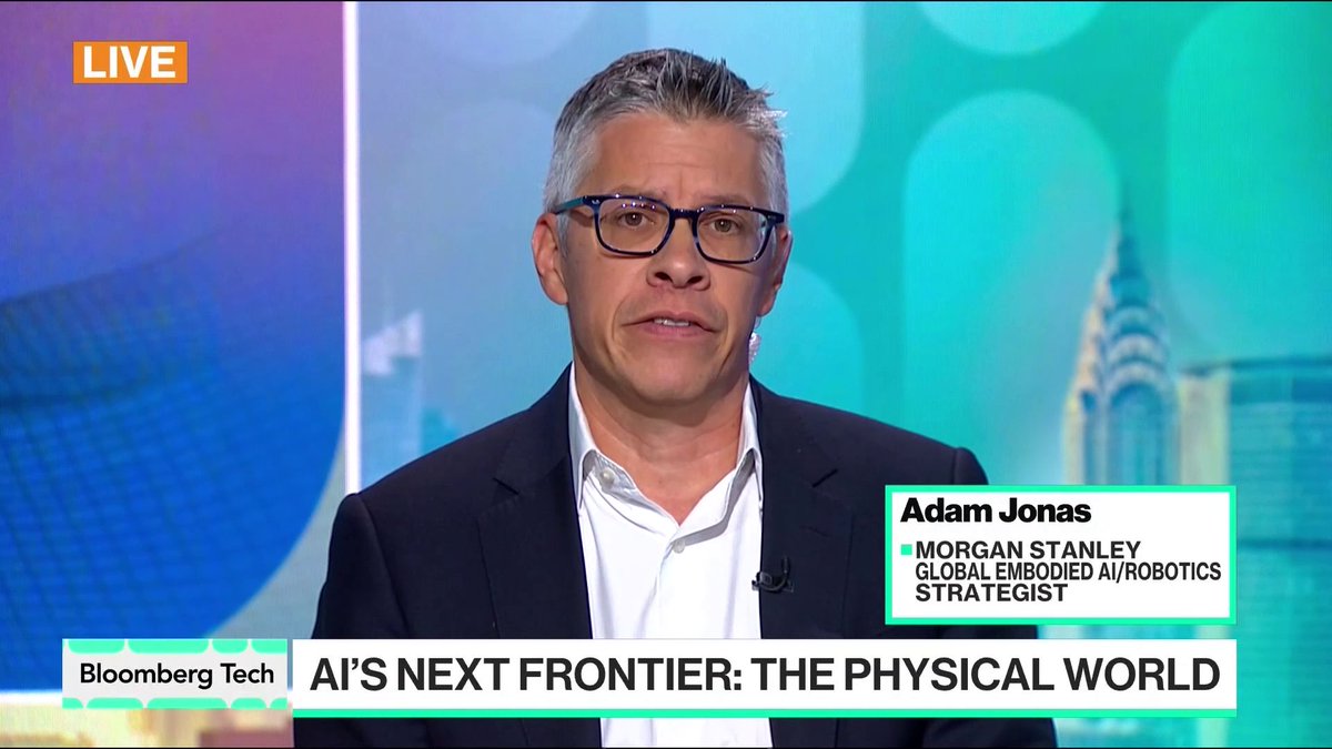 Adam Jonas, the bank's Global Embodied AI/Robotics Strategist, appears live on Bloomberg Tech with host Ed Ludlow to discuss "AI's Next Frontier: The Physical World," echoing his quoted comment that future historians will view this as a pivotal era.
