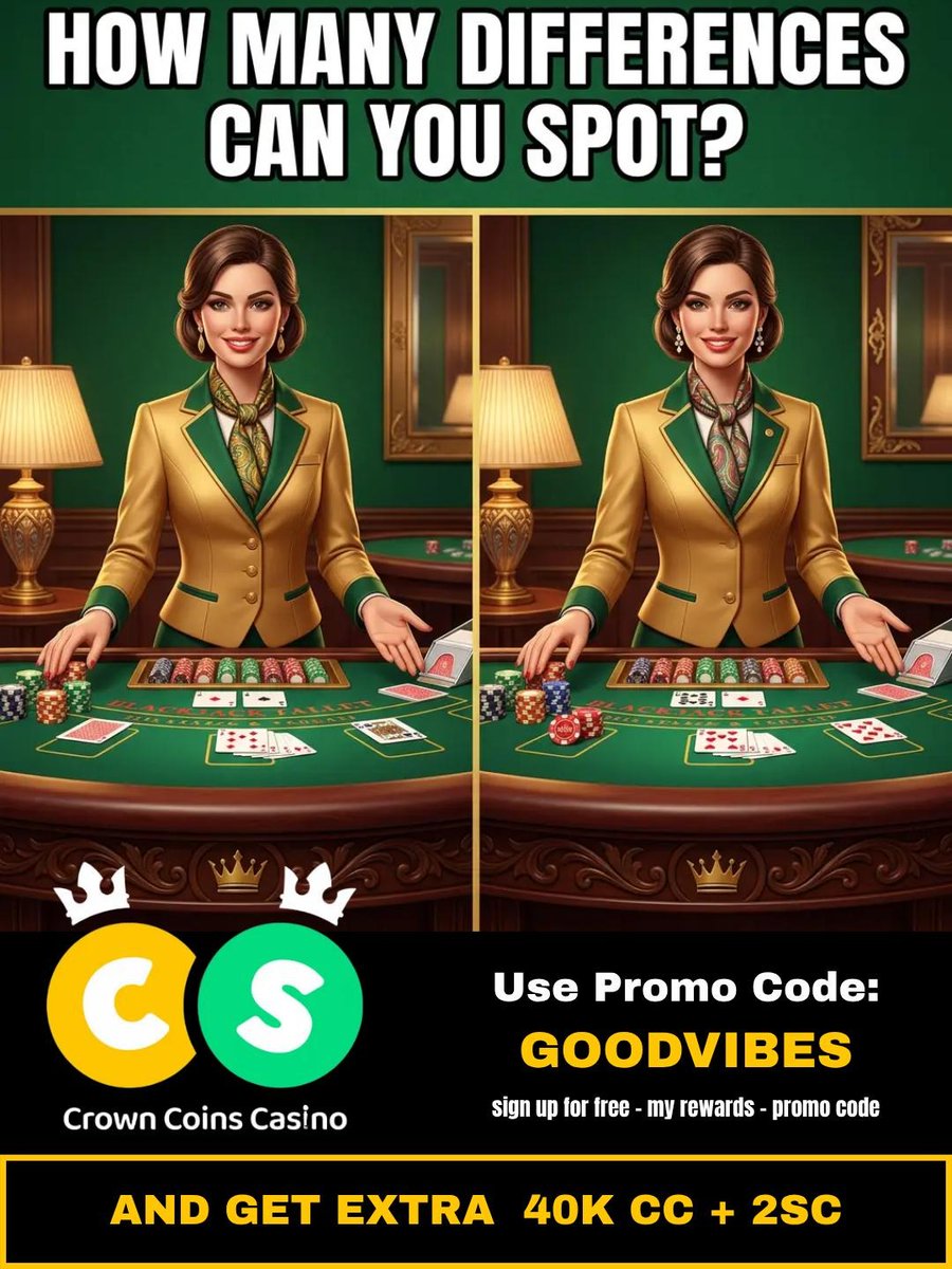 Timothyjohc2's tweet photo. Today's challenge, count every difference you can find. Tell us in the comments how long it took you to find them all. Just joining Crown Coins? Code GOODVIBES hands you 40K CC and 2SC, first day only. #FYP #CrownCoins #CrownCoinsCasino #Knies https://t.co/fwbc6FlepQ