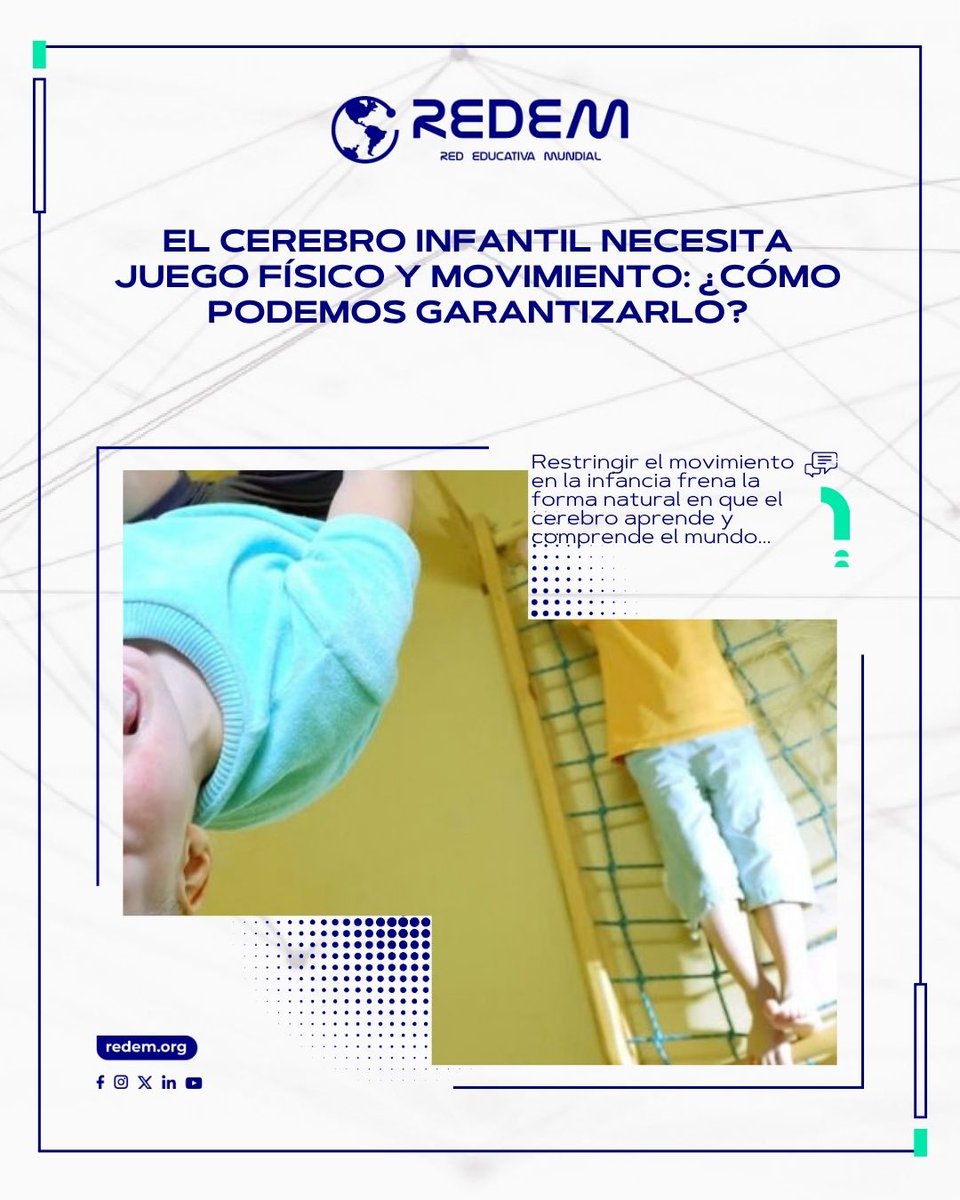 REDEM's tweet photo. El desarrollo neurológico infantil depende directamente del juego físico activo y la estimulación motora para consolidar aprendizajes y habilidades emocionales...
Conoce más aquí:👇
https://t.co/mWZ4z9sdCo
#Neuroeducación #JuegoFísico #REDEM #AprendizajeActivo #Pedagogía https://t.co/pfpbvRncOU