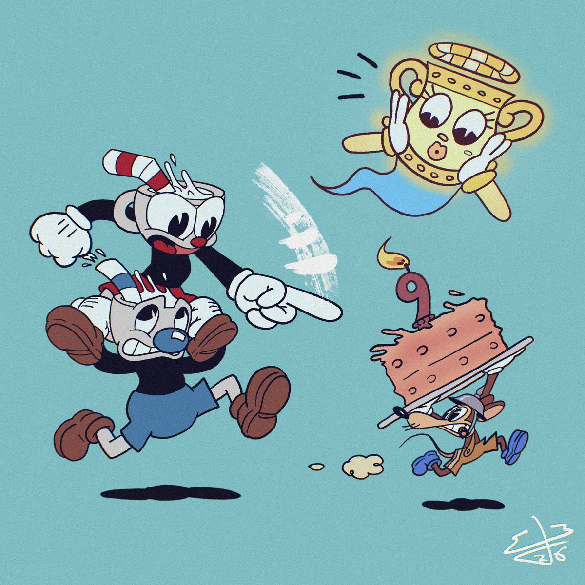 theredbeltfiles's tweet photo. Happy 9th birthday to these porcelain brothers!! Hope this drawing of mine will celebrate the occasion. Can’t believe it was nearly ten years ago…

#cuphead #fanart #birthdaydrawing #StudioMDHR #procreate https://t.co/FhLiWFA8Zz