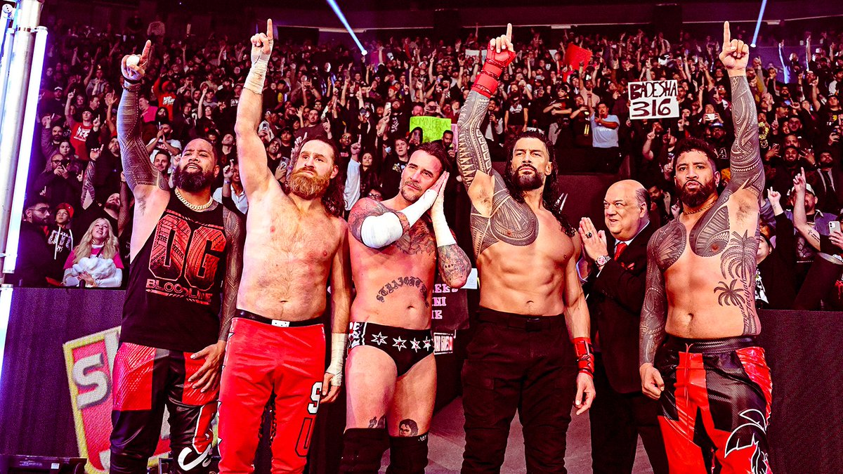 25_Saurav's tweet photo. ROMAN REIGNS - THE TRIBAL CHIEF ☝️ 

CM PUNK - THE BEST IN THE WORLD
 
JIMMY &amp; JEY - THE USOS 

SAMI ZAYN - THE HONORARY UCE 

PAUL HEYMAN - THE WISE MAN 🐐

TELL ME THIS ISN’T ONE OF THE HARDEST WRESTLING PICTURES EVER 🔥☝️ https://t.co/TkWN21CsvG