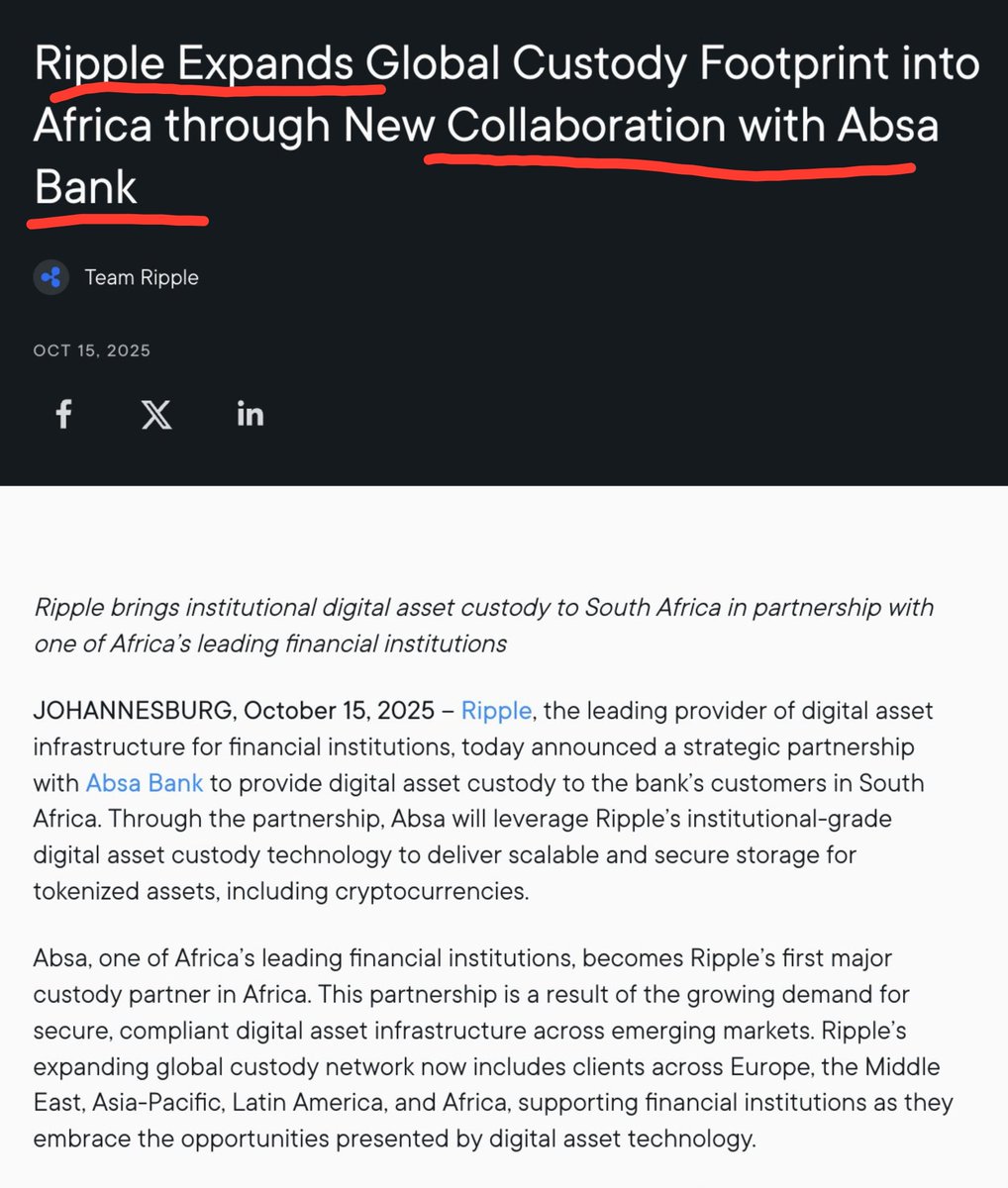 ChartNerdTA's tweet photo. You can't make this shit it up.. 

Ripple Treasury 🤝 SWIFT
Ripple 🤝 ABSA Bank
Ripple 🤝 Thunes 

SWIFT 🤝 ABSA Bank 
Thunes 🤝 ABSA Bank 
SWIFT 🤝 Thunes 

Here we are, full circle ⭕️. https://t.co/PbAEI78DTY