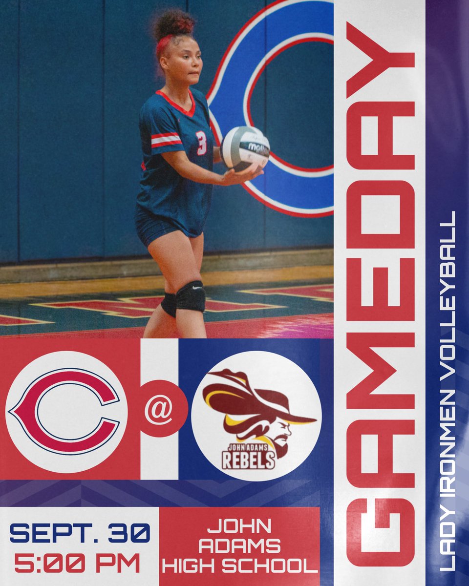 CCCIronmenAD's tweet photo. GAME DAY: Girls Volleyball heads to John Adams this evening to take on the Rebels! π The Game will be Varsity Only.
β° 5:00 PM
π John Adams High School
ποΈ $5 (Students) / $7 (Adults)
#GoIronmen
πΈ: @MPowersMedia216 https://t.co/D2ys4ceF15