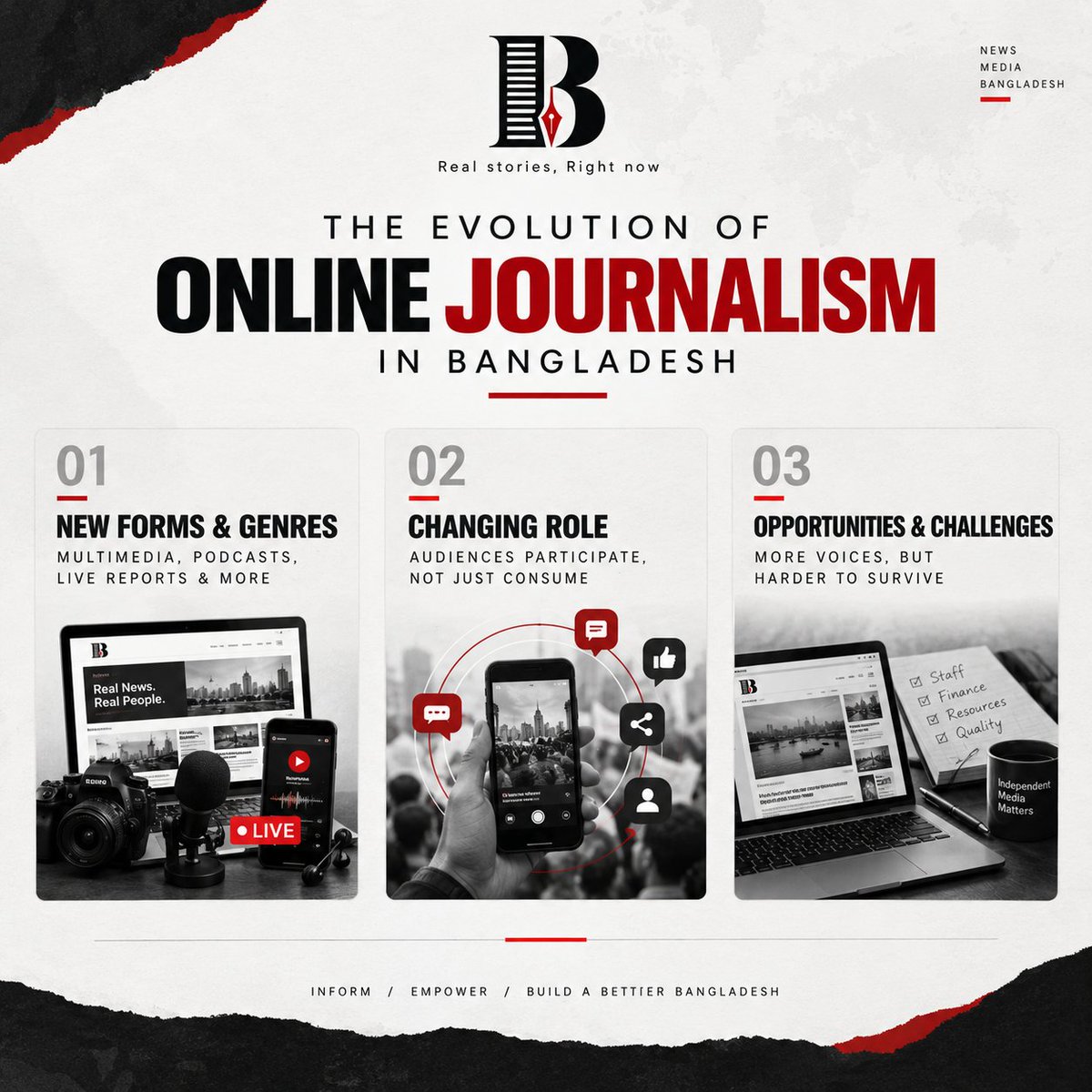 TheByline24's tweet photo. 🔗Bangladesh journalism is entering a new digital era, shaped by mobile-first reporting, citizen participation, and multimedia storytelling. 

 #Journalism #Bangladesh #DigitalJournalism #MoJoJamil  #jmconlinemojo https://t.co/5h3B9GDlr6