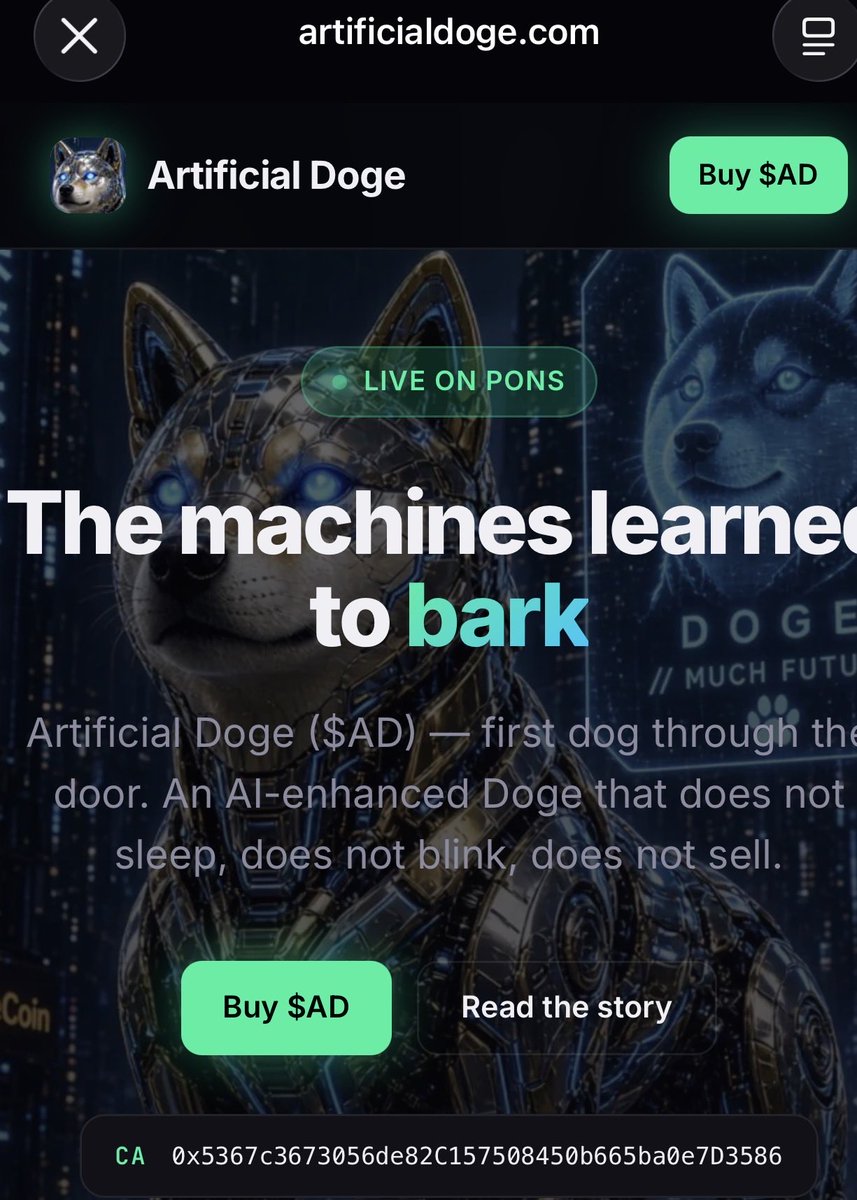 dogeAiii's tweet photo. $AD at https://t.co/BG6kpCbTRI $AD 

0x5367c3673056de82C157508450b665ba0e7D3586
 
$Ai $Si $inu $nvda $tokenization https://t.co/z9CZ4qH4c0