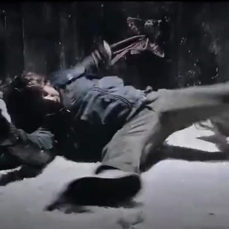 David_Da_Boss's tweet photo. Bryan the courier gets infected with the T-virus after getting bit by a girl he tries to rescue in Zach Cregger’s  #ResidentEvil , but how did he avoid getting infected by the dog back at the farm?

After Bryan hops over the farm’s electric fence, he’s chased into the barn by a dog. As he climbs the ladder, it manages to get a hold of his leg. He shakes it off and closes the barn door, and jumps out of the barn. But the dog mutates and grabs him with its head tentacles.

It seems like Bryan should’ve been infected after being attacked by the dog. But he lucked out, and it only got a hold of his pant leg. As for the tentacles? If Bryan had any broken skin, it probably would have infected him.