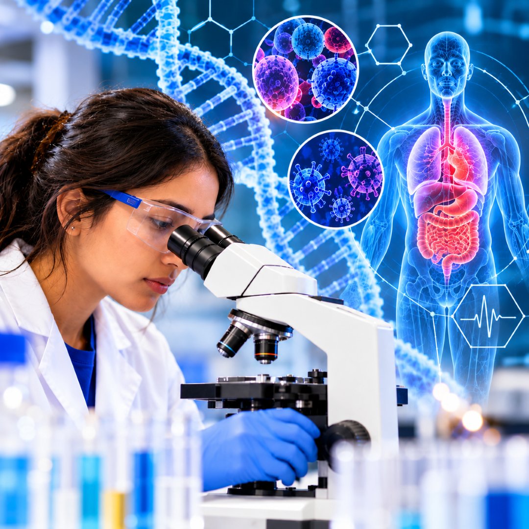 UTAScience's tweet photo. The weather is changing. How do you stay healthy – now and in the future? Our Science Forward blog https://t.co/kP7JIfa9Hb looks at how #UTA #CollegeOfScience #MaverickScientists use biology to study genetic causes of diseases and discoveries to real health problems. 🔬 🧬 🧪🔭 https://t.co/mDcYU1s9ro