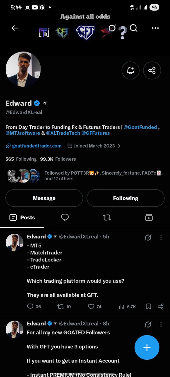Tobiforex1's tweet photo. @Kelvintalent_ @GoatFunded @EdwardXLreal @Techriztm Done sir God let me be lucky 🙏 https://t.co/Y6mCfjUqd8