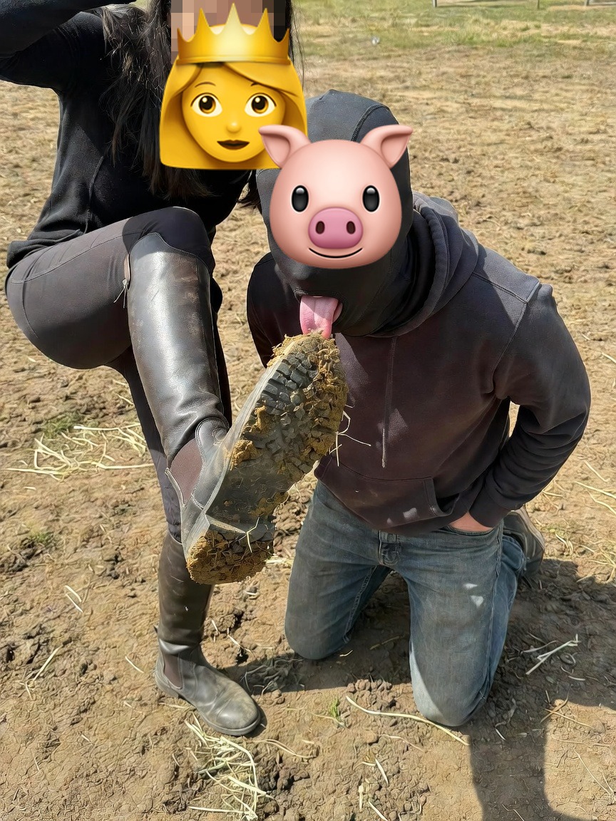 MistressLisa420's tweet photo. Bei Fuß, Köter! 🐴💩 Sole caked in horse manure and my pig kneels licking it like a treat 🐷👅 Drooling, pathetic, worthless and grateful for every lick. Who's next for the dirty work? 😈👑 #findom #humanATM #cashpig #solelicking #bootworship https://t.co/iKOLxvjo6H