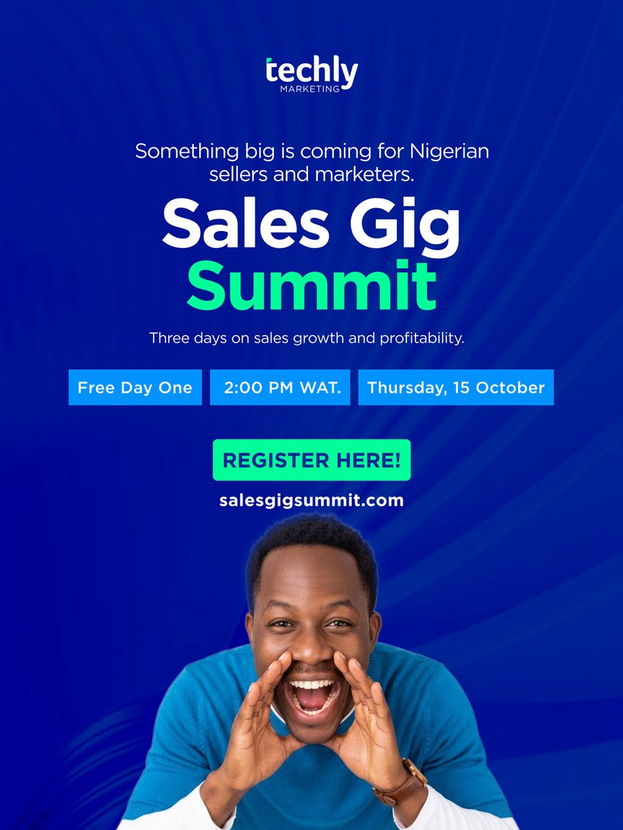 mytechlymarket's tweet photo. Something big is coming for Nigerian sellers and marketers.

Three days focused on what actually moves a business forward: sales, growth and profitability.

Day 1 is FREE.

Thursday, 15 October
2pm WAT

Save your seat 👇
https://t.co/zg5eAs3jhr https://t.co/mBdDolCA3u