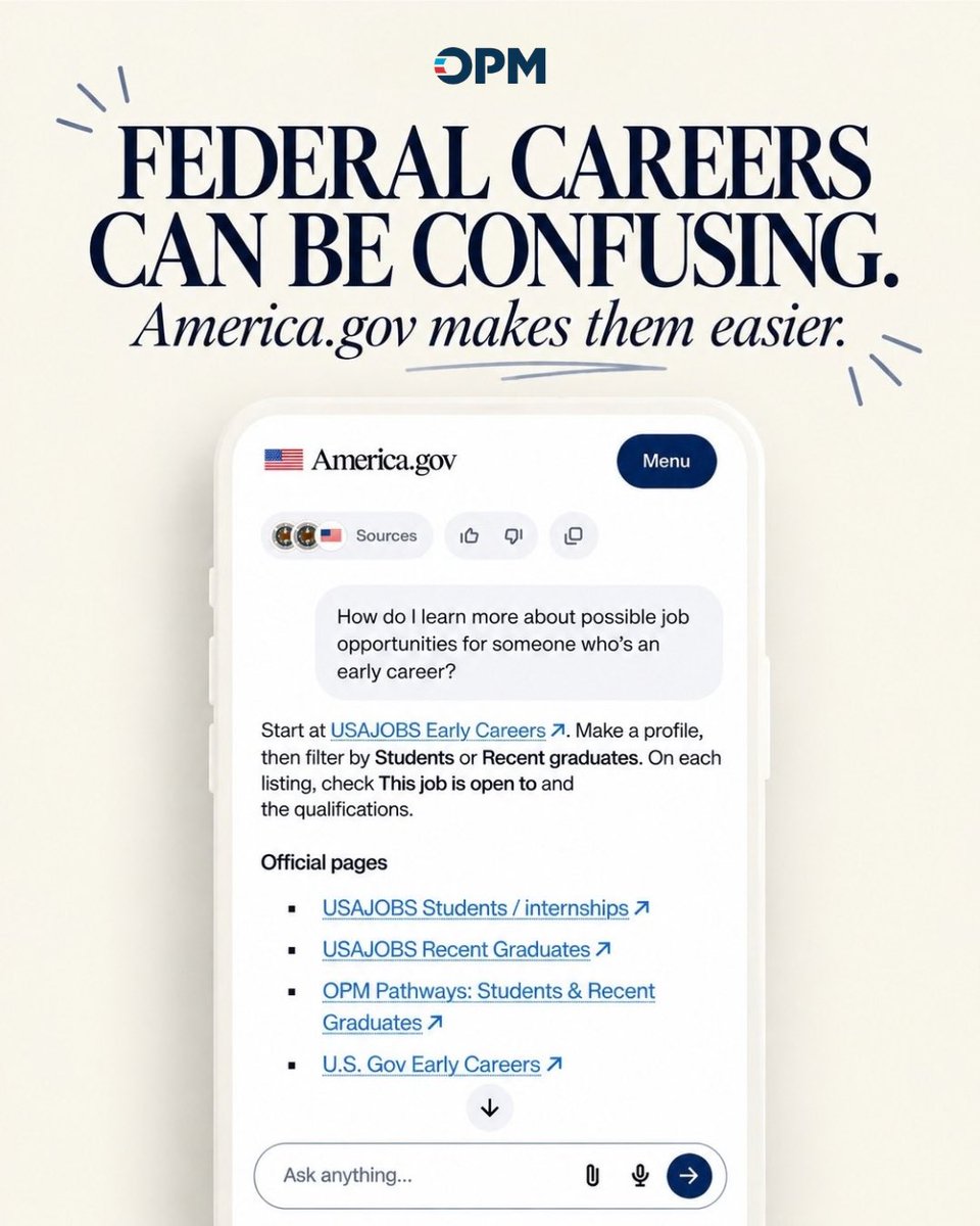 USOPM's tweet photo. From the start of your Federal Career to the end, https://t.co/Kp7s4hqJnC and @USOPM have you covered. https://t.co/X9IcgszI0f