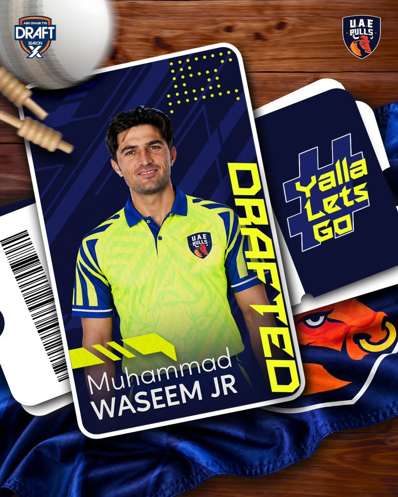 BullsT10_'s tweet photo. Pace is always welcome in the Bulls camp! 🔥 @Wasim_Jnr joins the squad, adding another weapon to our bowling attack

#UAEBulls | #YallaLetsGo |  #AbuDhabiT10 | #CricketsFastestFormat | #InAbuDhabi

{UAE Bulls, Abu Dhabi T10, Draft 2026} https://t.co/8QzqeLSvoa