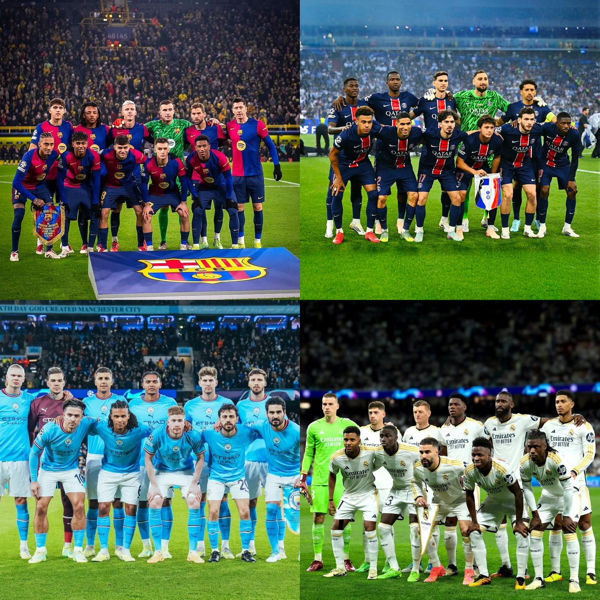 lukita10n's tweet photo. Débat du soir : 

Faites votre classement entre ses 4 équipes , je commence : 

🥇Real Madrid 2024 
🥈Manchester City 2023
🥉PSG 2025 
4️⃣ Barça 2025 https://t.co/EldY91lpBN