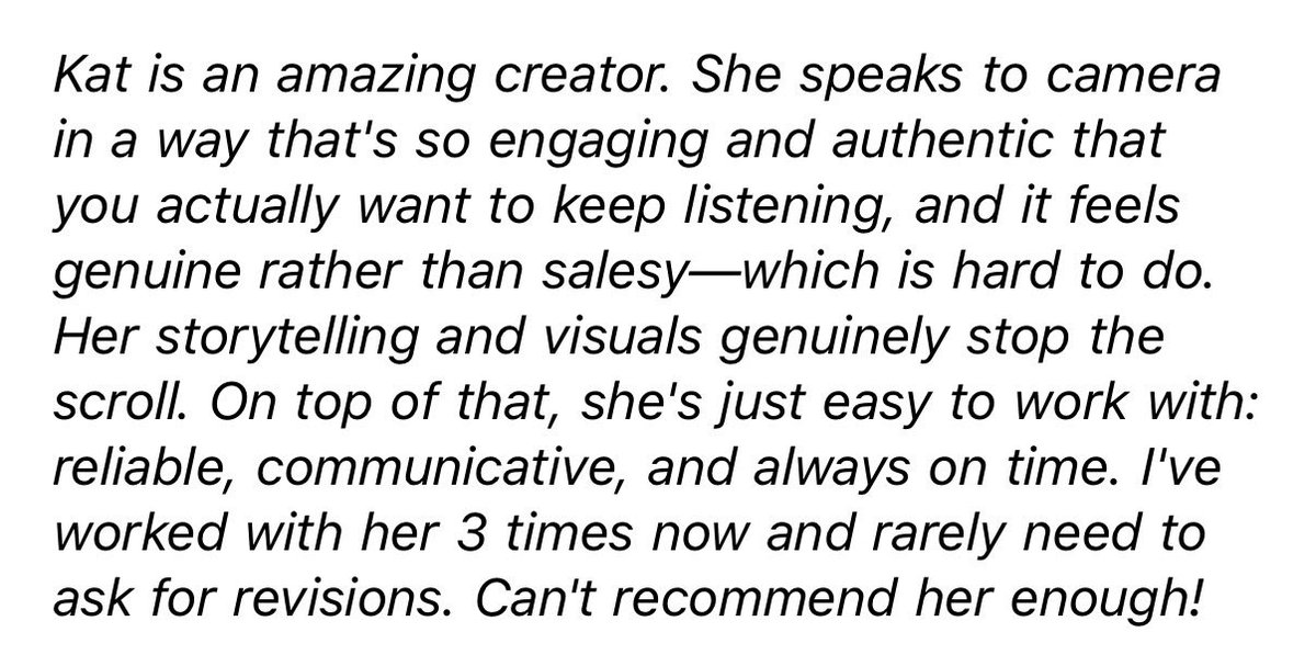 xkatacostax's tweet photo. A recent client’s testimonial ♥️ 
@ brands, let’s chat! 💌acostakatrinanoelle@gmail.com #ugc #ugccreator #contentcreator #ugcforbrands #momugccreator https://t.co/u0eEYwtXbN