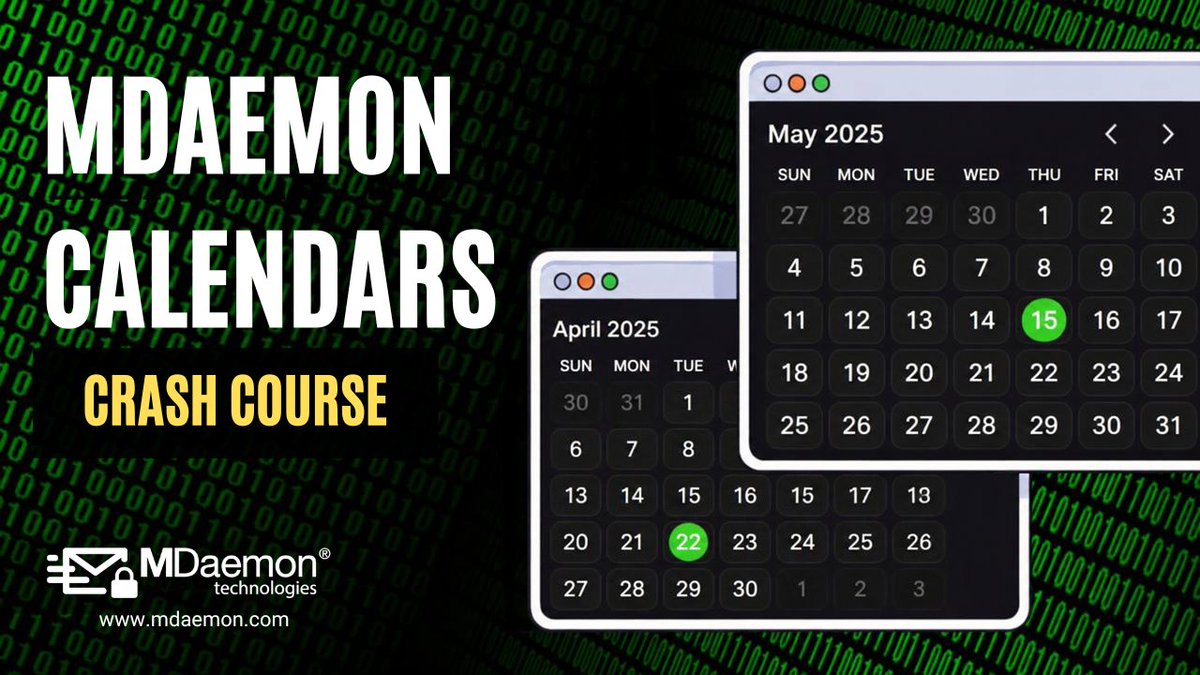 MDaemon_Email's tweet photo. Learn all about MDaemon calendars in our new video - MDaemon Calendars Crash Course: Setup, Access, Storage, and Backup. https://t.co/9GTbYm2Ty1 https://t.co/Pbp6boFYg6