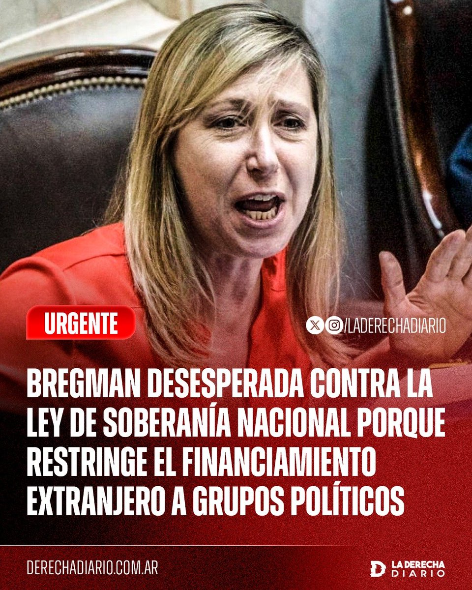 laderechadiario's tweet photo. 🚨🇦🇷 | MYRIAM BREGMAN DESESPERADA CONTRA LA LEY DE SOBERANÍA NACIONAL PORQUE RESTRINGE EL FINANCIAMIENTO EXTRANJERO A GRUPOS POLÍTICOS

La comunista Myriam Bregman, que promueve agendas globalistas impulsadas desde el exterior, se mostró desesperada, enloqueció y comenzó a gritar en plena comisión de la Ley de Defensa de la Soberanía Nacional debido a que la misma restringe fuertemente el financiamiento extranjero a partidos políticos, la propaganda extranjera en el país y la interferencia electoral desde el exterior, lo que podría afectar fuertemente a su espacio de extrema izquierda internacionalista.