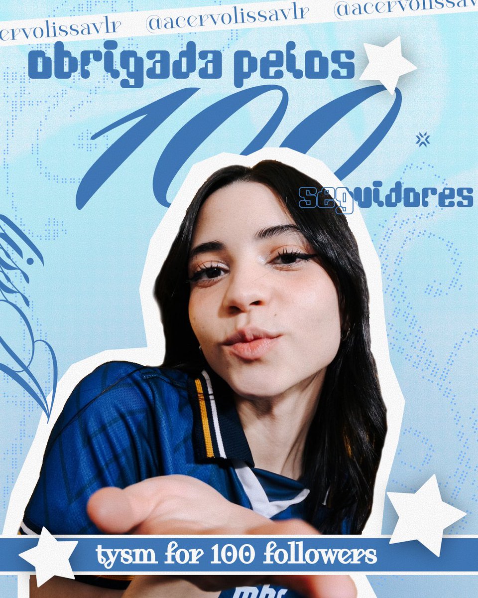 acervolissavlr's tweet photo. estou muito feliz vendo essa conta crescendo!! 
obrigada pelos 100 seguidores e por todo o carinho que tenho recebido por aqui na comunidade💙

criei essa conta pra apoiar a lissa, que acompanho há um tempinho e admiro muito. ela é uma player incrível, carismática, e muito dedicada, então fico feliz de ver cada vez mais gente aqui pra acompanhar e apoiar ela comigo..! <3