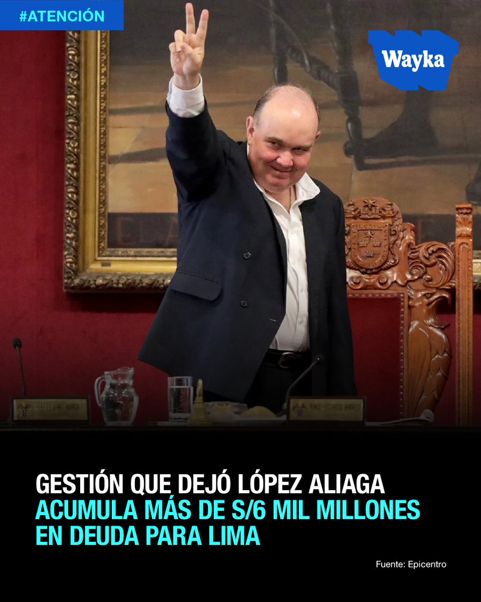 WaykaPeru's tweet photo. #Atención | 💸 Una investigación de Daniel Yovera para Epicentro revela que la deuda generada por la Municipalidad de Lima durante la gestión de Renovación Popular supera los S/6 mil millones. El monto incluye los S/4 mil millones de deuda mediante bonos emitidos durante la administración de Rafael López Aliaga y más de S/2 mil millones vinculados al endeudamiento de Rutas de Lima, tras la caducidad del contrato.

El dato que amplía la dimensión de la deuda aparece en un informe de la Oficina General de Asuntos Jurídicos de la MML, de diciembre de 2025. Allí se señala que el pasivo contingente y exigible derivado del endeudamiento garantizado de Rutas de Lima ascendía a S/2.073 millones al cierre de 2024. Tras la caducidad de la concesión, la Municipalidad asumió la posición contractual dentro del fideicomiso y las obligaciones vinculadas al pago de ese endeudamiento y a esto se suman arbitrajes perdidos y otros procesos aún en disputa.

La Municipalidad sostiene que continuará las acciones legales contra Rutas de Lima y Brookfield y que todavía no se han agotado todas las instancias. Mientras tanto, la deuda deberá ser afrontada con recursos municipales, en donde, el caso además tiene una dimensión penal: la Fiscalía mantiene una investigación preliminar contra López Aliaga por presunta colusión y negociación incompatible por el proceso de endeudamiento de S/4 mil millones.