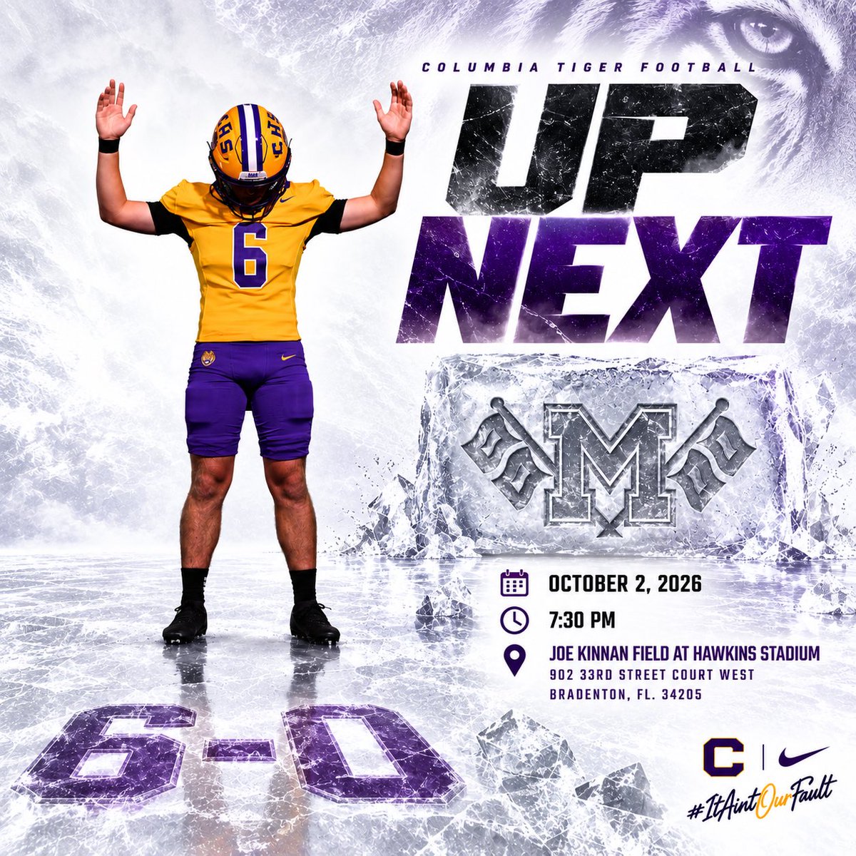 CHSTigerPride_'s tweet photo. This Friday, two of Floridaโs most storied programs meet under the lights. Decades of tradition. Generations of players. A whole lot of wins between Columbia and Manatee.
But history doesnโt play the game.
The Tigers are ON THE ROAD. ๐
๐ฃ๐ก
#ItAintOurFault #OwnYourIMPACT @TMobile #FN5GL #Entry