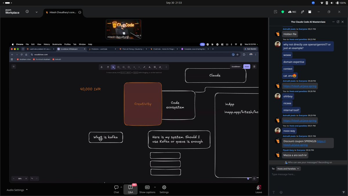 raaaghavvvvv's tweet photo. These weekly webinars are pure Gem🤌
Always fun and something to take away and that too just at the cost of showing up in them. 
Aaj humne ki claude ki token maxxing🔥
@Hiteshdotcom @nirudhuuu @piyushgarg_dev https://t.co/9VPDvnNr3L