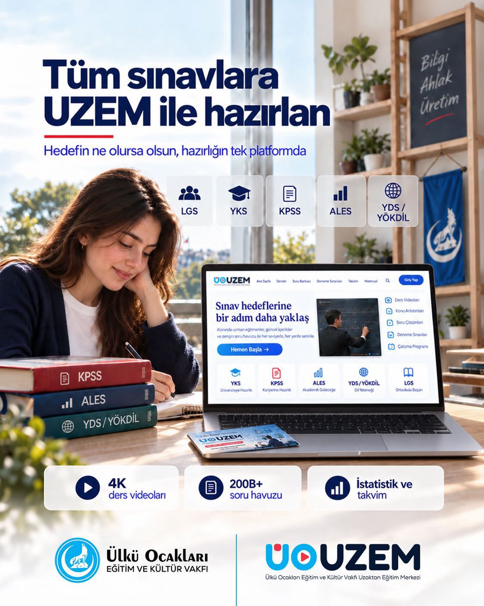 Aalparslandogan's tweet photo. Kıymetli Gençler 🇹🇷

Emeğinizi başarıya dönüştürmeniz için Ülkü Ocakları UZEM ile yanınızdayız. UZEM, ihtiyaçlarınıza göre iki eğitim grubu halinde yenilendi:

Örgün Eğitim Grubu; ilkokul, ortaokul ve lise dersleri ile üniversiteye hazırlık.

Kariyer Grubu; KPSS, ALES, YDS/YÖKDİL sınavlarına hazırlık.

İhtiyacınıza uygun lisans kartını Ülkü Ocakları il ve ilçe başkanlıklarımızdan ücretsiz alabilirsiniz.
