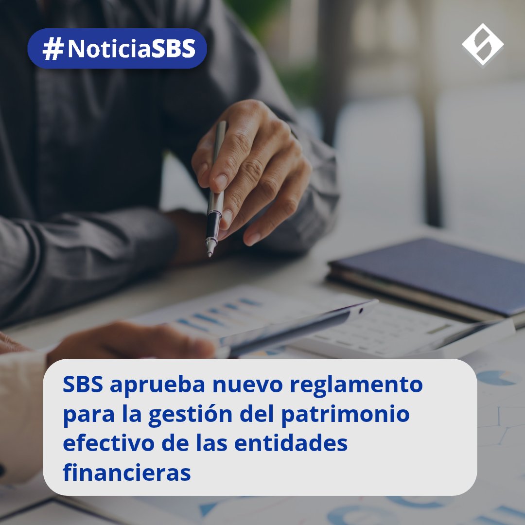 SBSPERU's tweet photo. #NoticiaSBS | La #SBSPerú aprobó el Reglamento del proceso de gestión del patrimonio efectivo de las empresas del sistema financiero, alineado con las mejores prácticas internacionales para fortalecer su capacidad de gestión de riesgos y mantener adecuados niveles de solvencia.

La norma establece que las entidades evalúen periódicamente si cuentan con patrimonio efectivo suficiente para cubrir los riesgos a los que están expuestas y afrontar escenarios de estrés. Además, la SBS modificó el manual de contabilidad para incorporar cuentas destinadas al registro de créditos reprogramados en el marco de las medidas adoptadas ante circunstancias excepcionales, como el Fenómeno El Niño.

Lee la noticia completa aquí ➡️ https://t.co/ImSpXVa6n4