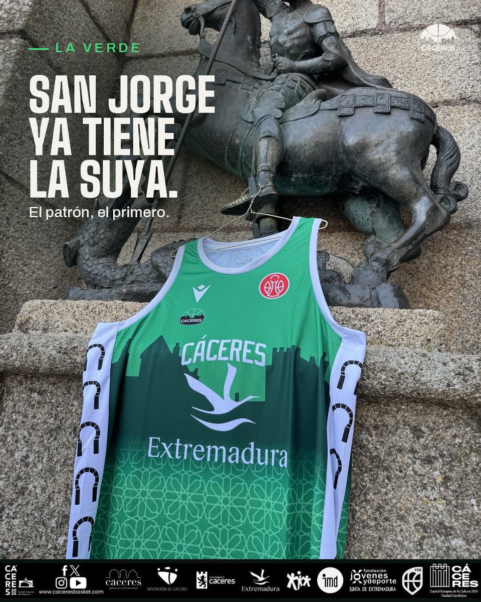 Caceres_Basket's tweet photo. Hay patrimonio que se debe llevar puesto.🏛️💚

La camiseta 26-27 lleva la ciudad monumental a la altura del corazón. En verde y en cal.

👕 Versión jugador · 40 €
👕 Versión fan · 20 €

👉Resérvala en el enlace o por DM ✉️

¿Verde o blanca? Te leemos👇

https://t.co/GGKcSB2PgW https://t.co/mOXXQX1jAa
